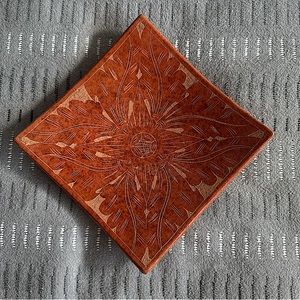 Brown shaded artistic pottery dish
for candle, jewelry, pocket items, drop zone